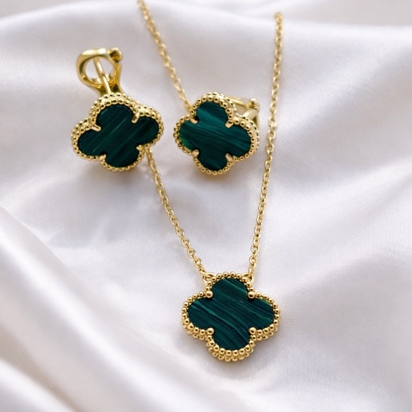 Green Clover Jewelry Set Alhambra Inspired - Picture 1 of 5